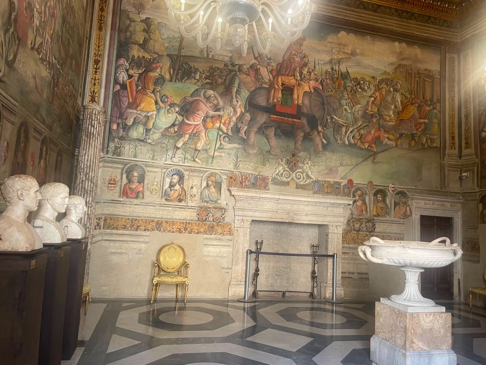 palace hall with frescoes in Capitoline Museums, Rome
