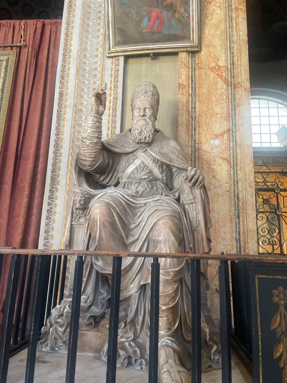 church interior with statue