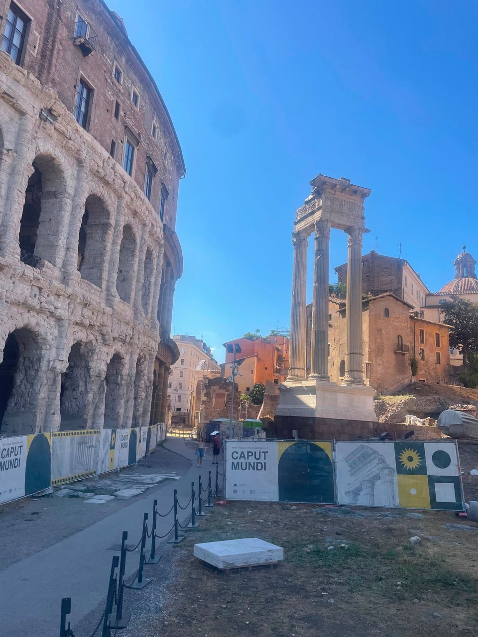 ancient ruins street view in Theatre of Marcellus, Rome