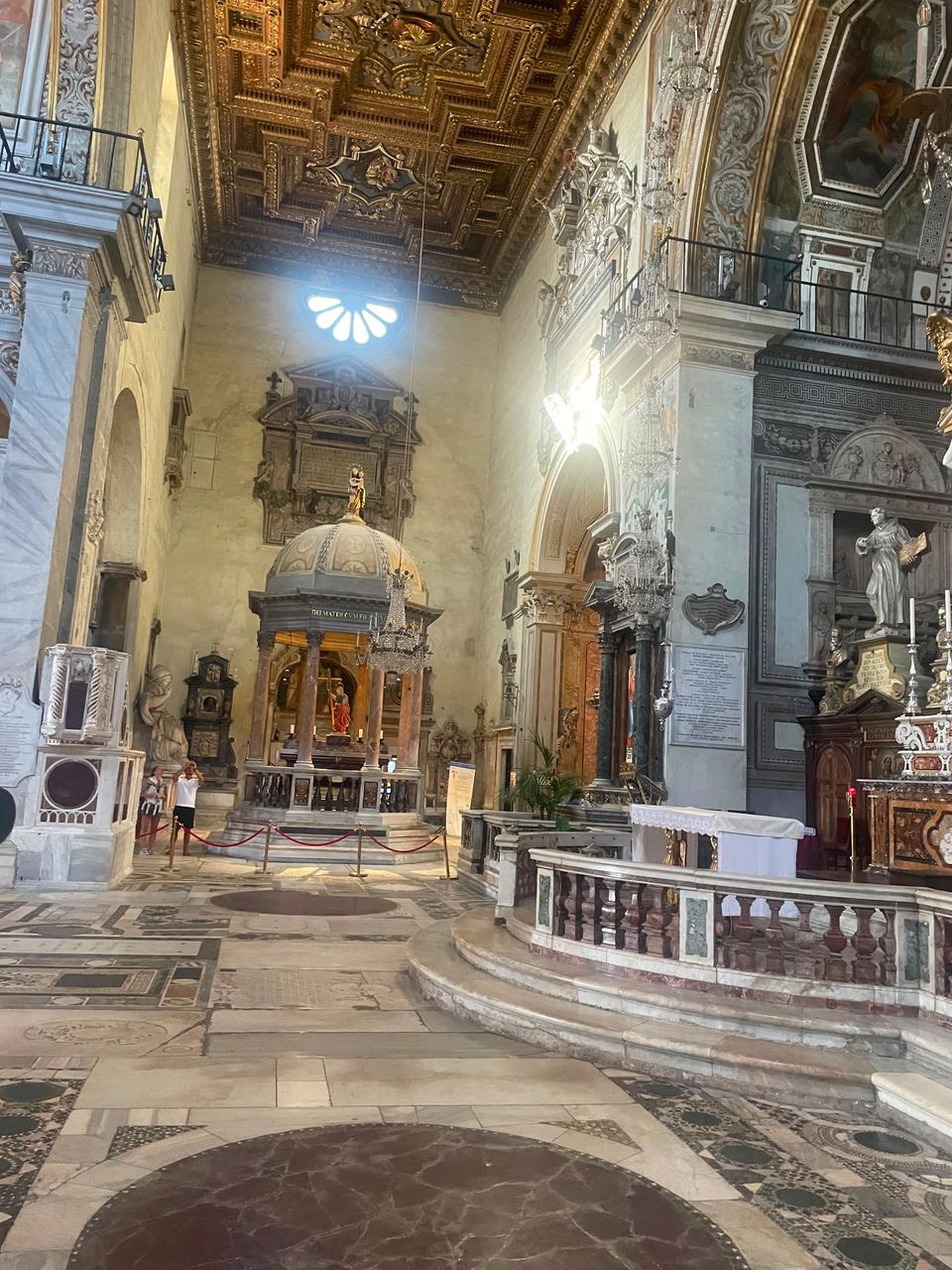 church interior nave view in Basilica di Santa Maria in Aracoeli, Rome