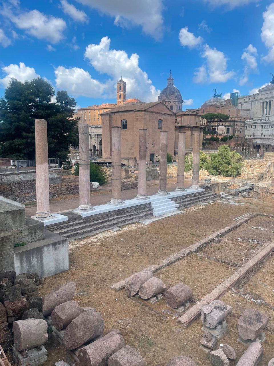ancient Roman ruins and columns in Roman Forum, Rome