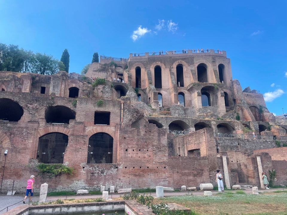 ancient brick palace ruins in Palatine Hill, Rome
