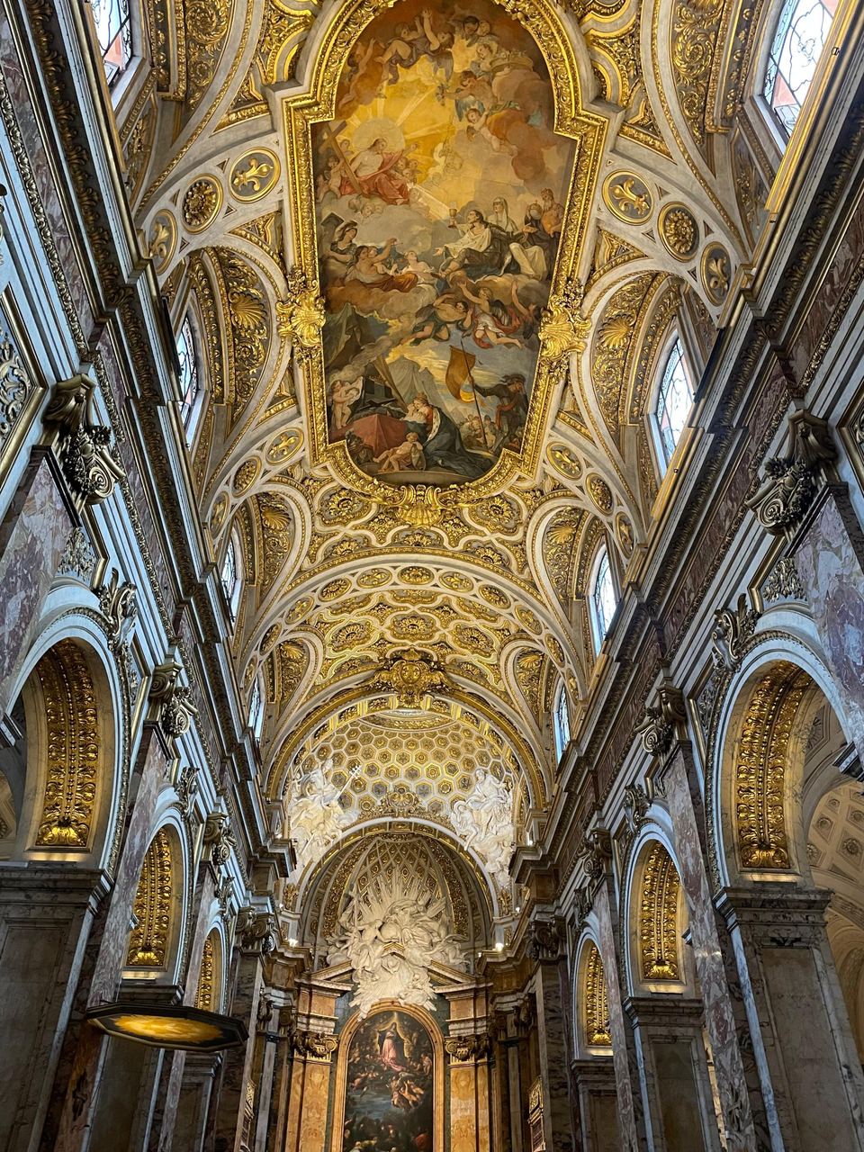 ornate basilica interior ceiling