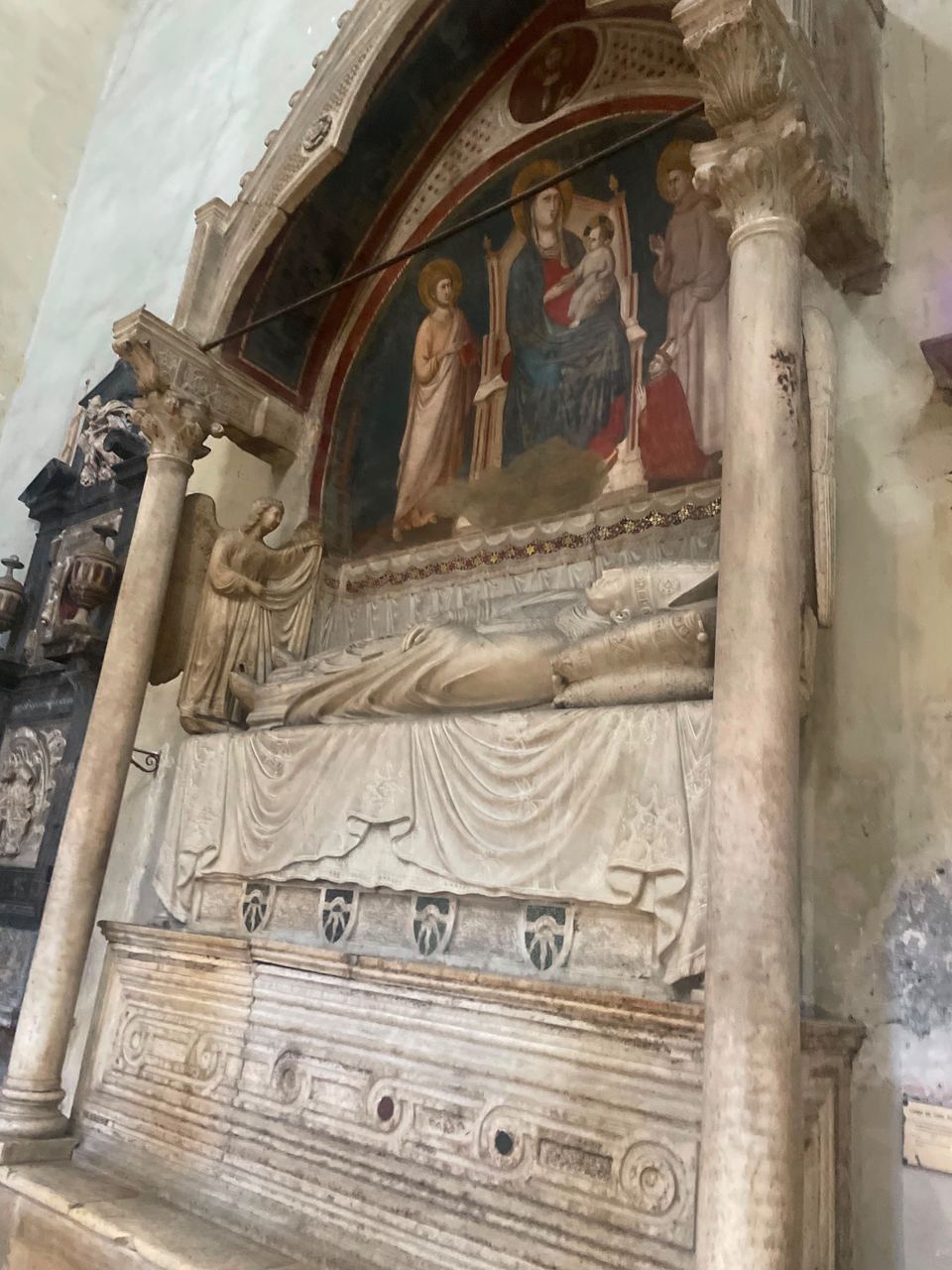 church tomb with fresco
